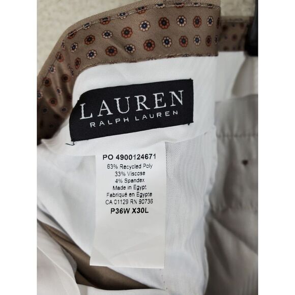 Ralph Lauren Ultraflex Pants Mens 36x30 Chino Classic Fit Beige Taupe Stretch - Picture 8 of 12